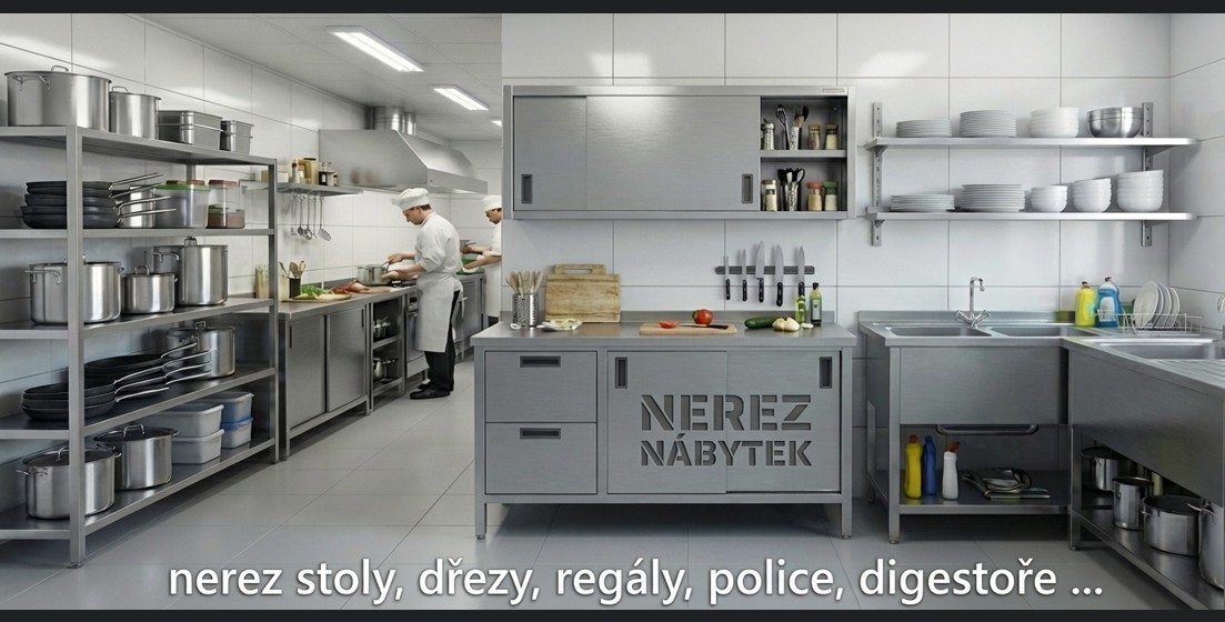 gastro nerez stoly dřezy mycí regály digestoře police